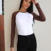 Bethan Bodysuit - White/Coffee -Trend Wear Sales 0013WBethanBodysuitWhite Coffee 01