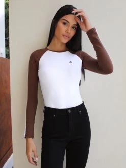 Bethan Bodysuit - White/Coffee