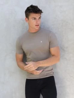 Initial Crew T-Shirt - Brown -Trend Wear Sales 080CBROW5