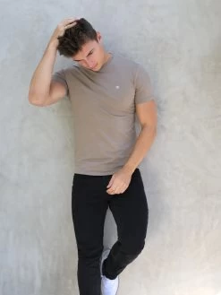 Initial Crew T-Shirt - Brown -Trend Wear Sales 080CBRWON4