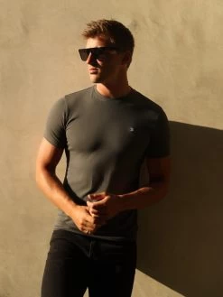 Initial Crew T-Shirt - Charcoal -Trend Wear Sales 080C CHARCOAL 03D