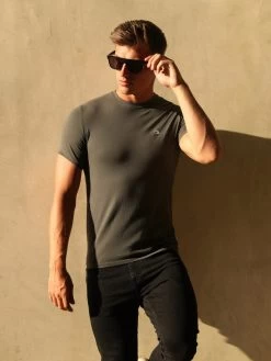 Initial Crew T-Shirt - Charcoal -Trend Wear Sales 080C CHARCOAL 05LEADD