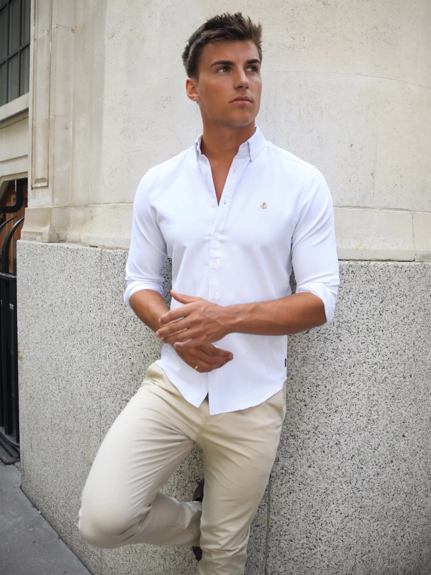 Monaco Fitted Stretch Shirt - White 8 Monaco Fitted Stretch Shirt - White - Image 6