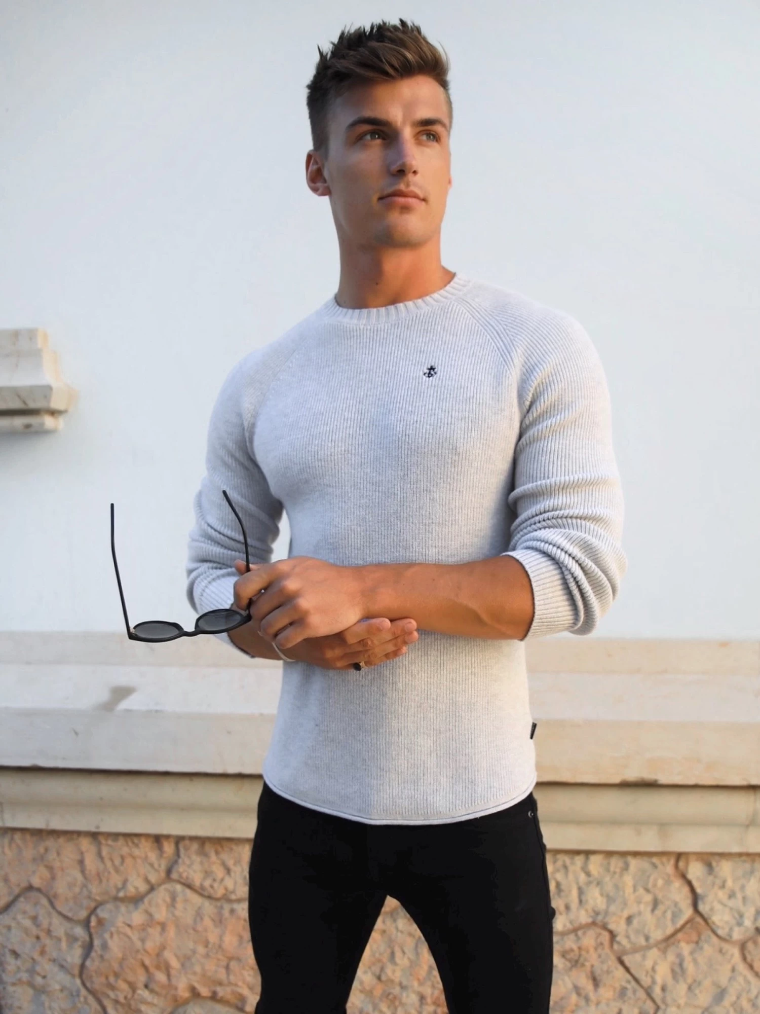 Olton Knit Jumper - Marl White 3 Olton Knit Jumper - Marl White