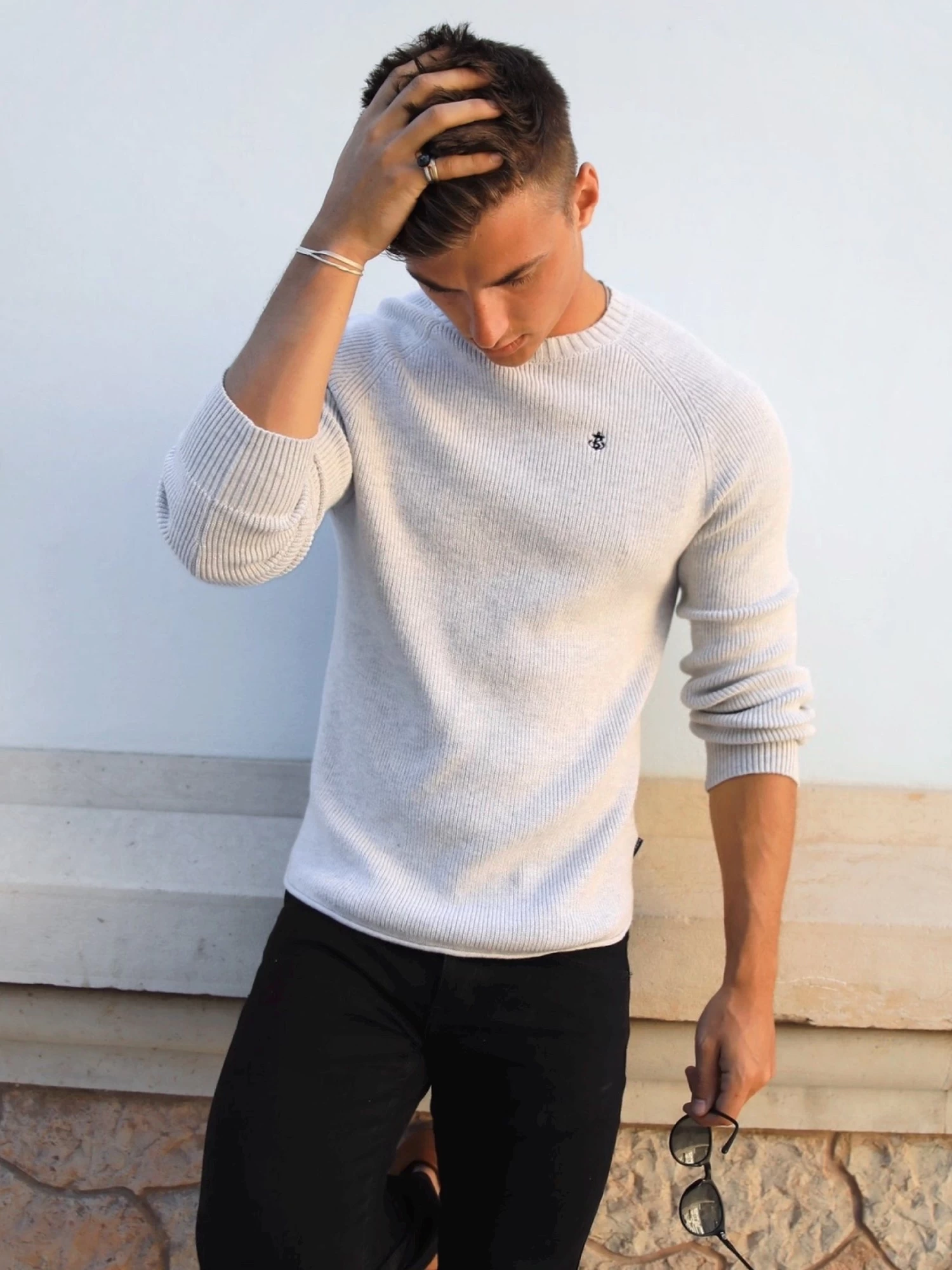 Olton Knit Jumper - Marl White 7 Olton Knit Jumper - Marl White - Image 5
