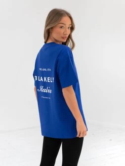 Italia Oversized T-Shirt - Cobalt Blue 13 Italia Oversized T-Shirt - Cobalt Blue -Trend Wear Sales 196BWBlue 03D