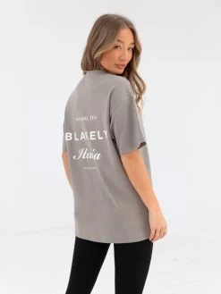 Italia Oversized T-Shirt - Stone Grey -Trend Wear Sales 196BWGrey 02D