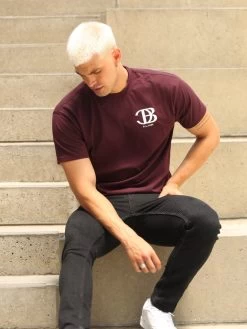 Initial Relaxed T-Shirt - Dark Burgundy -Trend Wear Sales 197CB2DARKBURGUNDY02D