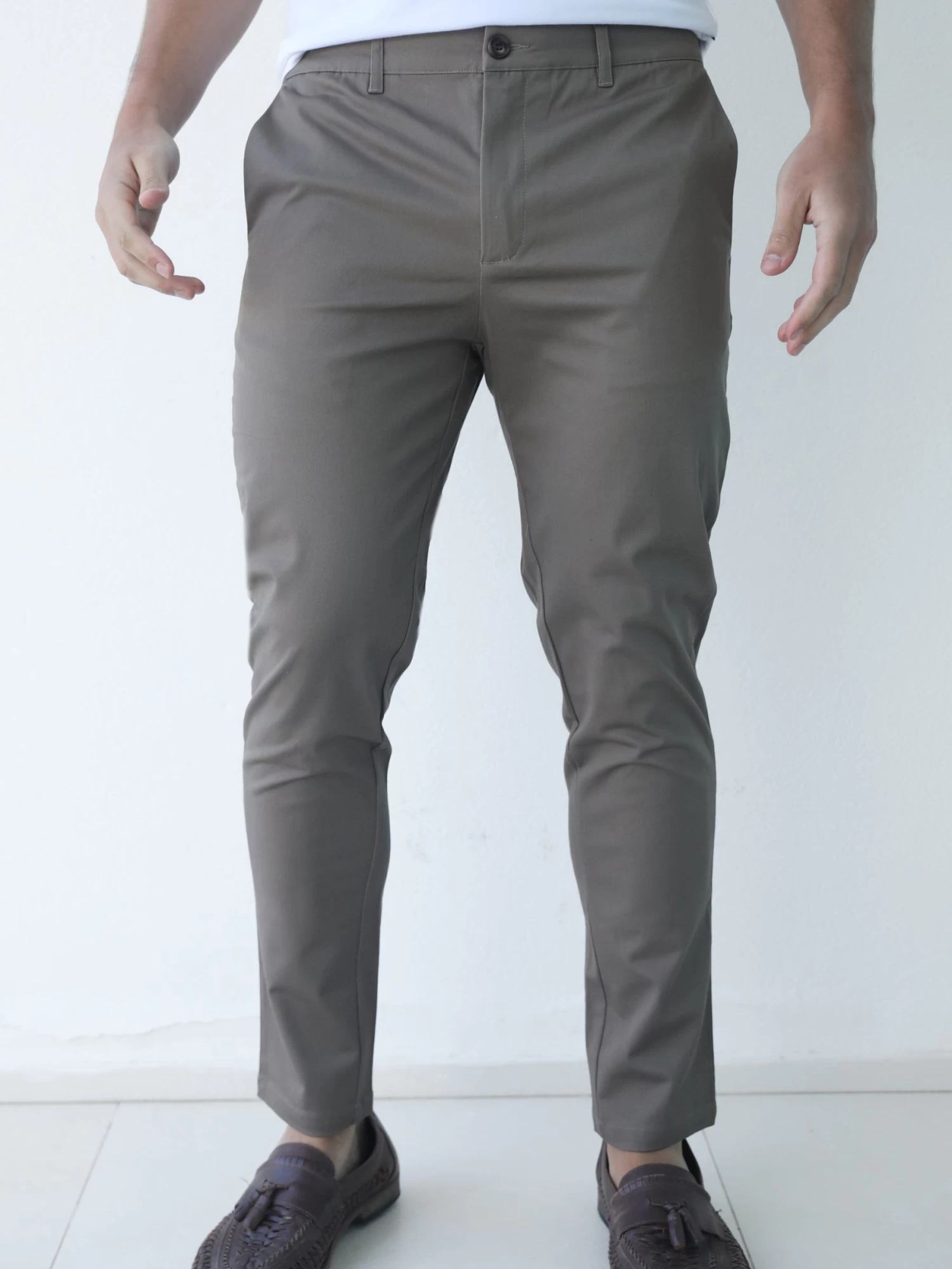 Cavill Slim Fit Tailored Chinos - Khaki Green 7 Cavill Slim Fit Tailored Chinos - Khaki Green - Image 5