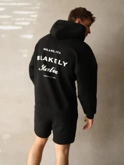 Italia Relaxed Hoodie - Black -Trend Wear Sales 201MBBlack 01D