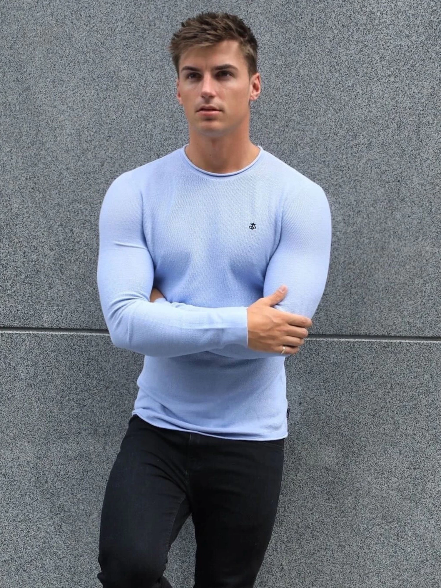 Mason Knit Jumper - Light Blue 3 Mason Knit Jumper - Light Blue