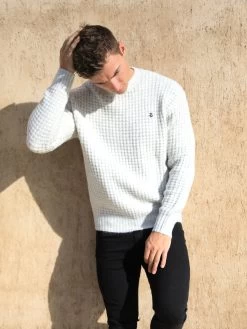 Burford Knit Jumper - Marl White -Trend Wear Sales 2075MarlWhite 01D