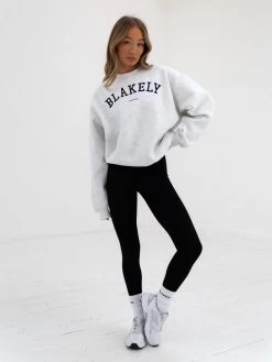 Varsity Oversized Jumper - Marl White -Trend Wear Sales 216VARWGrey 01D