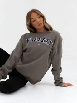 Varsity Oversized Jumper - Safari Green -Trend Wear Sales 216VARWNeutral Grey 01D 2