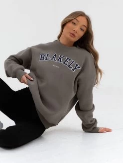 Varsity Oversized Jumper - Safari Green -Trend Wear Sales 216VARWNeutral Grey 01D 3