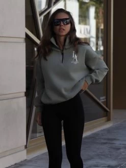 Studio 1/4 Zip Jumper - Olive -Trend Wear Sales 218LAOlive10D