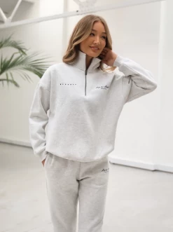 Life & Style 1/4 Zip Jumper - Marl White -Trend Wear Sales 219WMarlWhite02