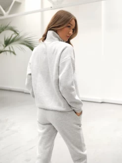 Life & Style 1/4 Zip Jumper - Marl White -Trend Wear Sales 219WMarlWhite06