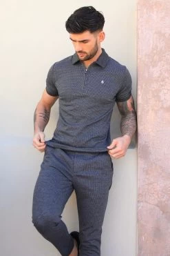 Midar Check Polo - Dark Grey -Trend Wear Sales 2208Charcoal4