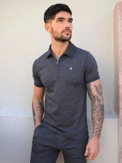 Midar Check Polo - Dark Grey