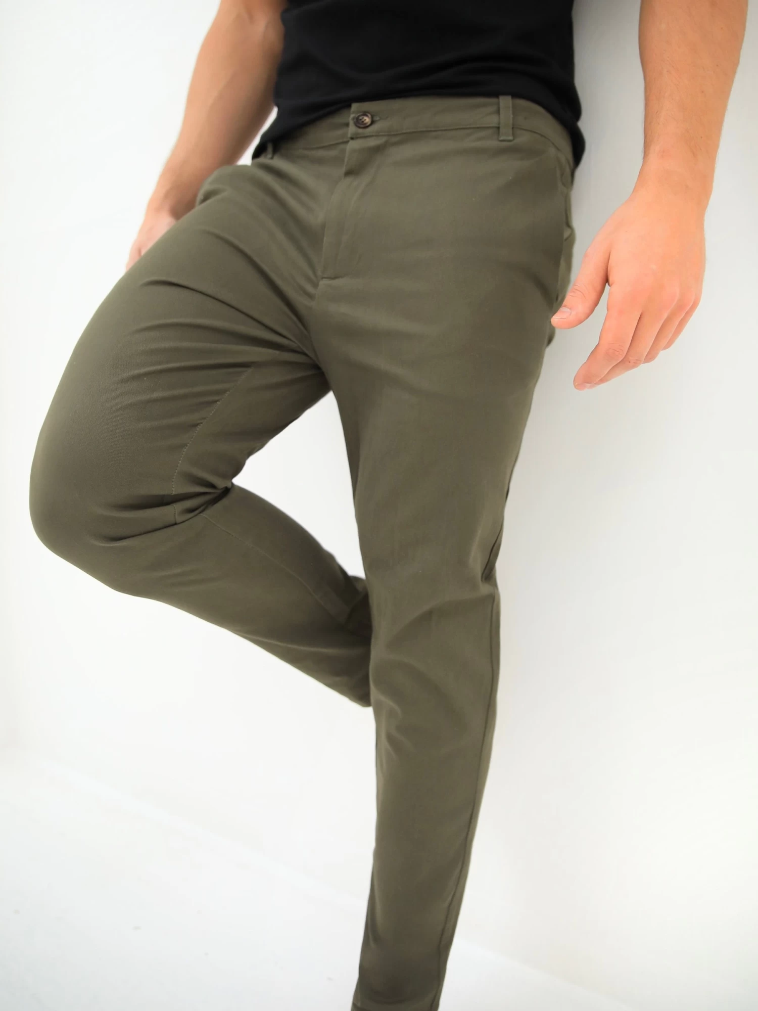 Kingsley Slim Fit Tailored Chinos - Khaki 5 Kingsley Slim Fit Tailored Chinos - Khaki - Image 3