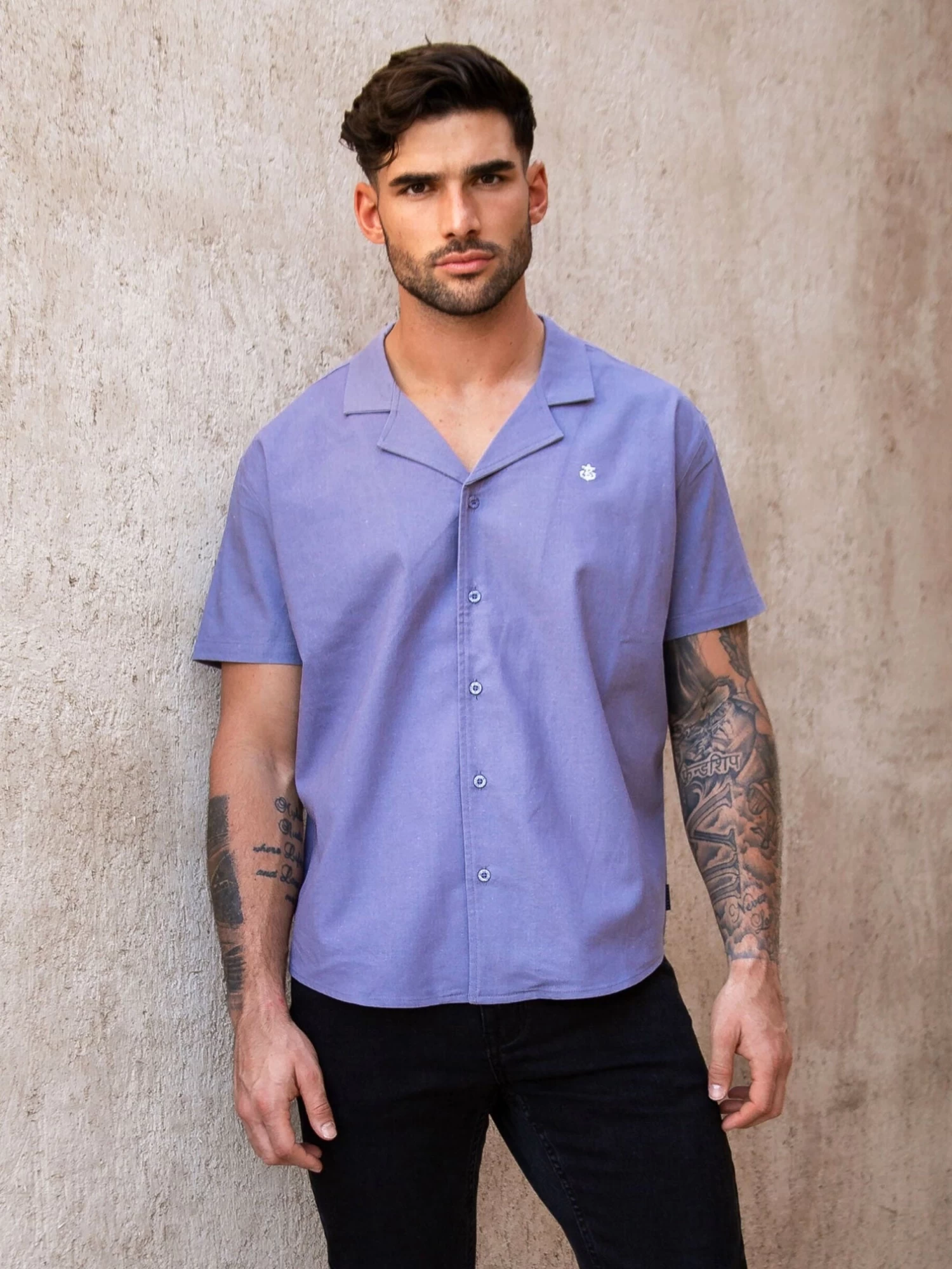 Nador Open Collared Shirt - Blue 3 Nador Open Collared Shirt - Blue