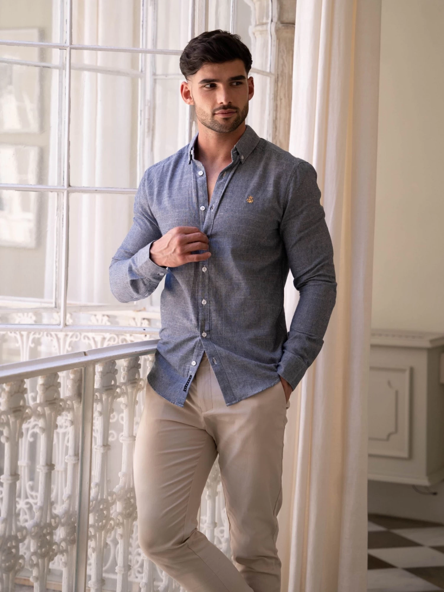 Odessa Pinstripe Shirt - Navy 5 Odessa Pinstripe Shirt - Navy - Image 3