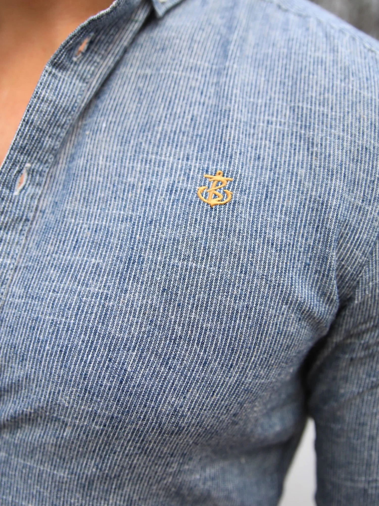 Odessa Pinstripe Shirt - Navy 4 Odessa Pinstripe Shirt - Navy - Image 2