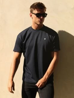 Ceuta Textured Relaxed T-Shirt - Navy