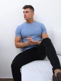 Akka Textured T-Shirt - Light Blue -Trend Wear Sales 2285 BlueD