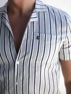 Assisi Stripe Shirt - Navy -Trend Wear Sales 2290Navy 02D