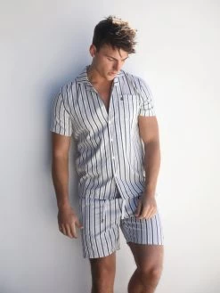 Assisi Stripe Shirt - Navy -Trend Wear Sales 2290Navy 04D