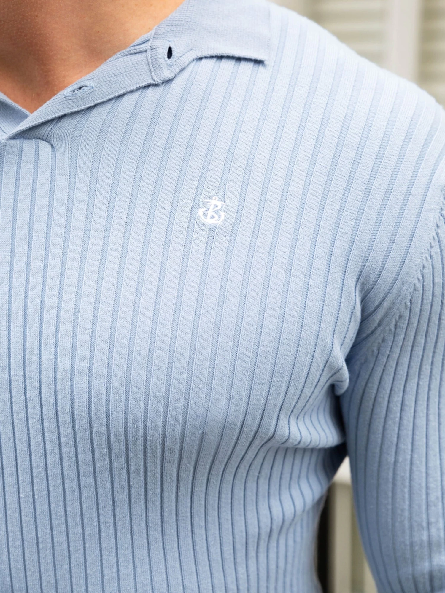 Salisbury Ribbed Polo - Light Blue 6 Salisbury Ribbed Polo - Light Blue - Image 4