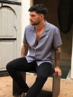 Nador Open Collared Shirt - Blue 12 Nador Open Collared Shirt - Blue -Trend Wear Sales 2331BLUED