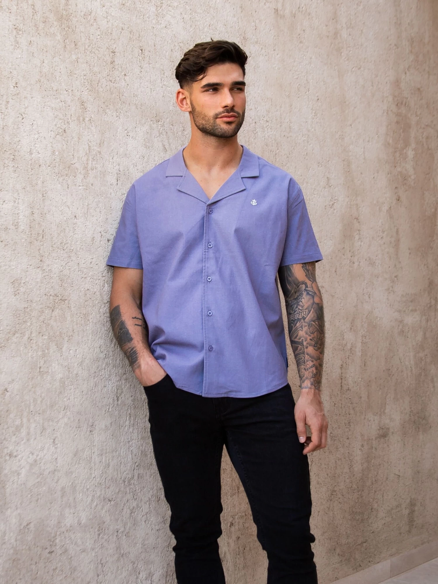 Nador Open Collared Shirt - Blue 8 Nador Open Collared Shirt - Blue - Image 6