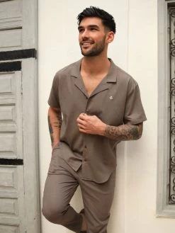Nador Open Collared Shirt - Mocha Brown -Trend Wear Sales 2331MOCHABROWND 3