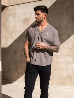 Nador Open Collared Shirt - Mocha Brown -Trend Wear Sales 2331MochaBrown 02D