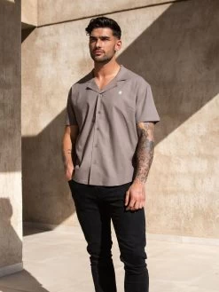 Nador Open Collared Shirt - Mocha Brown -Trend Wear Sales 2331MochaBrown 03D