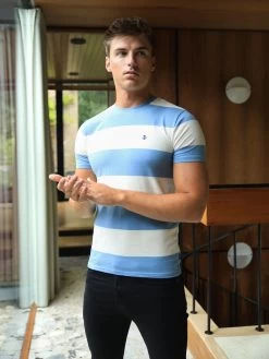Alassio Stripe T-Shirt - Blue -Trend Wear Sales 2375BLUED 1