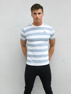Loano Stripe T-Shirt - Light Blue 7 Loano Stripe T-Shirt - Light Blue -Trend Wear Sales 2376BLUED 1