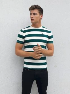 Loano Stripe T-Shirt - Green -Trend Wear Sales 2376GREEND 3