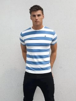 Loano Stripe T-Shirt - Mid Blue -Trend Wear Sales 2376MIDBLUED 62506cb6 906e 4bcf a15c 2c781f356ccb
