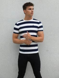 Loano Stripe T-Shirt - Navy -Trend Wear Sales 2376NAVYD 1