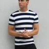 Loano Stripe T-Shirt - Navy -Trend Wear Sales 2376NAVYLEADD1
