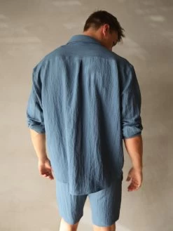 Salvatore Long Sleeve Shirt - Blue -Trend Wear Sales 2385Blue 04D