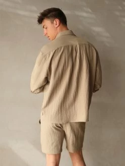 Salvatore Long Sleeve Shirt - Tan -Trend Wear Sales 2385Sand 05D