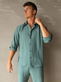 Salvatore Long Sleeve Shirt - Teal