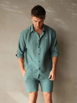 Salvatore Long Sleeve Shirt - Teal -Trend Wear Sales 2385Teal 01D