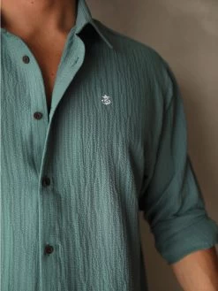 Salvatore Long Sleeve Shirt - Teal -Trend Wear Sales 2385Teal 03D