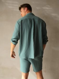 Salvatore Long Sleeve Shirt - Teal -Trend Wear Sales 2385Teal 04D